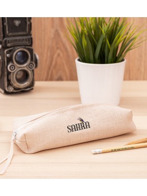 Hediye Dükkanı Kişiye Özel Minik Serçe Isim Yazılı Keten Bez Kalemlik