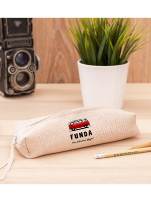 Hediye Dükkanı Kişiye Özel Vosvos Minibüs Tasarımlı Keten Bez Kalemlik