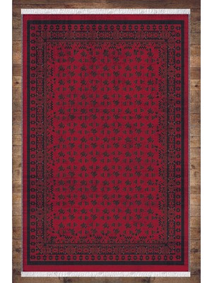 Soho Halı Bordo Otantik Motifler Desenli Yıkanabilir Kaymaz  Salon Halısı Dekoratif Kilim ARM-1206