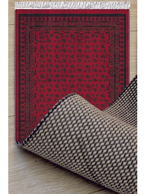 Soho Halı Bordo Otantik Motifler Desenli Yıkanabilir Kaymaz  Salon Halısı Dekoratif Kilim ARM-1206