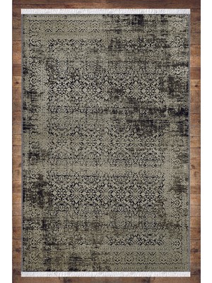 Soho Halı Kırmızı Siyah Retro Desenli Yıkanabilir Kaymaz  Salon Halısı Dekoratif Kilim ARM-1138