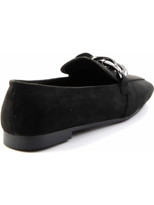 Siyah Süet Kadın Loafer Ayakkabı