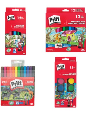 Pritt Boya Seti Sulu Boya+Kuru Boya+Keçeli Boya+Jumbo Mum Pastel Boya
