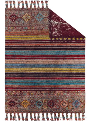 Soho Halı Otantik Vintage Desenli Çift Taraflı Yıkanabilir Saçaklı Uşak Dokuma Kilim BABIL-8003