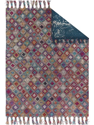 Soho Halı Otantik Vintage Desenli Çift Taraflı Yıkanabilir Saçaklı Uşak Dokuma Kilim BABIL-8006