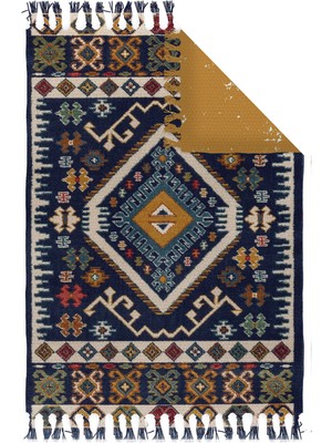 Soho Halı Otantik Vintage Desenli Çift Taraflı Yıkanabilir Saçaklı Uşak Dokuma Kilim BABIL-8034