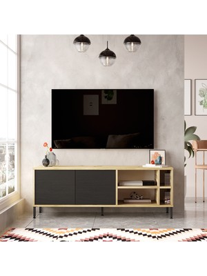 Yurudesign Luvio Tv Ünitesi Sehpası Metal Ayaklı 140CM Keçe-Siyah Lv8-Kl