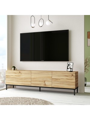 Yurudesign Luvio Tv Ünitesi Sehpası Metal Ayaklı 170CM Keçe-Siyah Lv6-Kl