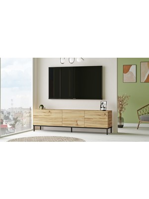 Yurudesign Luvio Tv Ünitesi Sehpası Metal Ayaklı 170CM Keçe-Siyah Lv6-Kl