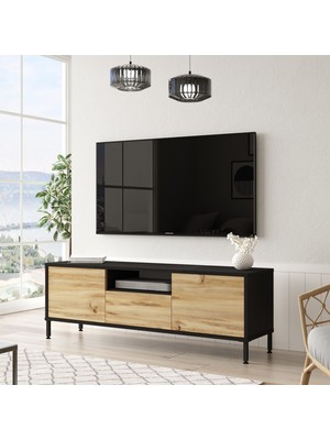 Yurudesign Luvio Tv Ünitesi Sehpası Metal Ayaklı 140CM Keçe-Siyah Lv2-Kl