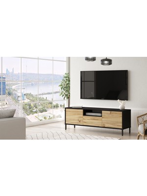 Yurudesign Luvio Tv Ünitesi Sehpası Metal Ayaklı 140CM Keçe-Siyah Lv2-Kl