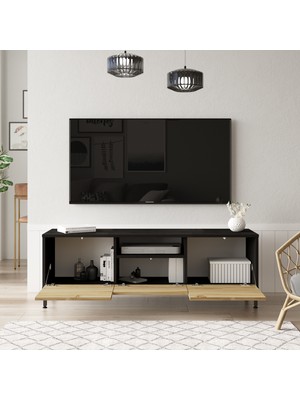 Yurudesign Luvio Tv Ünitesi Sehpası Metal Ayaklı 140CM Keçe-Siyah Lv2-Kl