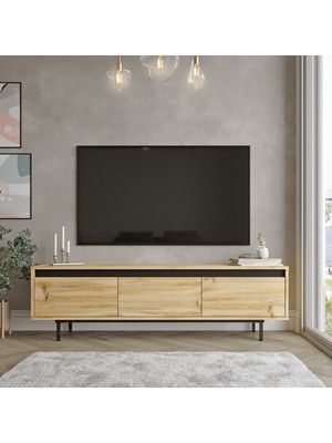 Yurudesign Luvio Tv Ünitesi Sehpası Metal Ayaklı 160CM Keçe-Siyah Lv1-Kl