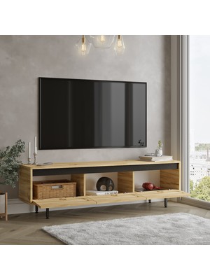 Yurudesign Luvio Tv Ünitesi Sehpası Metal Ayaklı 160CM Keçe-Siyah Lv1-Kl