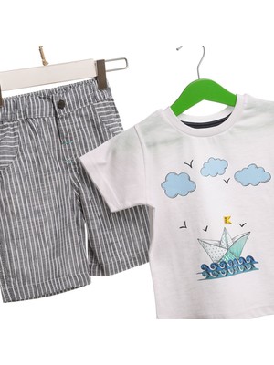 Hello Baby Yaz Erkek Bebek Denizci Tshirt-Şort Takım