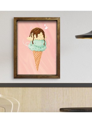 Bk Gift Cafe & Bar & Restaurant Konseptli Doğal Masif Ahşap Çerçeveli Tablo 45X65CM-91