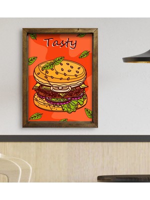 Bk Gift Cafe & Bar & Restaurant Konseptli Doğal Masif Ahşap Çerçeveli Tablo 45X65CM-69