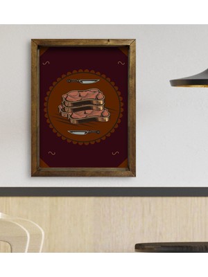 Bk Gift Cafe & Bar & Restaurant Konseptli Doğal Masif Ahşap Çerçeveli Tablo 45X65CM-53