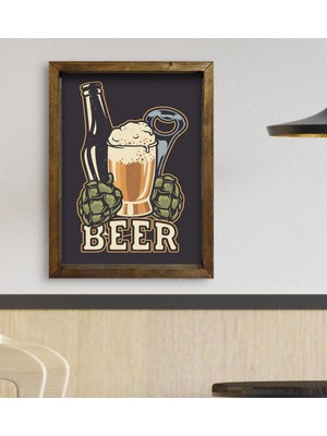 Bk Gift Cafe & Bar & Restaurant Konseptli Doğal Masif Ahşap Çerçeveli Tablo 45X65CM-52