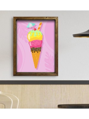 Bk Gift Cafe & Bar & Restaurant Konseptli Doğal Masif Ahşap Çerçeveli Tablo 45X65CM-49