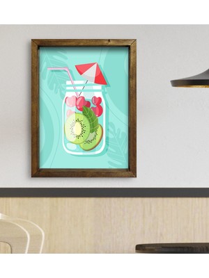 Bk Gift Cafe & Bar & Restaurant Konseptli Doğal Masif Ahşap Çerçeveli Tablo 45X65CM-50