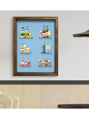 Bk Gift Cafe & Bar & Restaurant Konseptli Doğal Masif Ahşap Çerçeveli Tablo 45X65CM-42