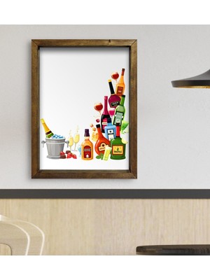 Bk Gift Cafe & Bar & Restaurant Konseptli Doğal Masif Ahşap Çerçeveli Tablo 45X65CM-37