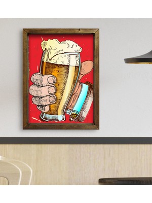 Bk Gift Cafe & Bar & Restaurant Konseptli Doğal Masif Ahşap Çerçeveli Tablo 45X65CM-31