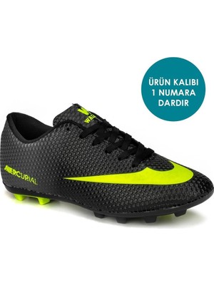 Walked Siyah Sarı Erkek Hafif Taban Krampon Spor Ayakkabı