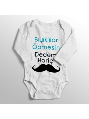 Limon Bıyıklılar Öpmesin Dedem Hariç Baskılı Bebek Zıbını