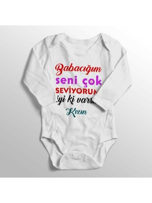 Limon Bebek Beyaz Babacığım Seni Çok Seviyorum Kızın Baskılı Zıbın