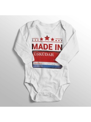 Limon Unisex Bebek Beyaz Istanbul Üsküdar Sokak Tabelası Baskılı Zıbın