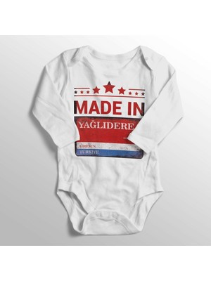 Limon Unisex Bebek Beyaz Giresun Yağlıdere Sokak Tabelası Baskılı Zıbın