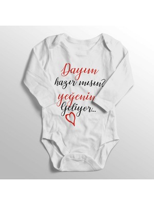 Limon Bebek Beyaz Dayım Hazır Mısın Yeğenin Geliyor Yazısı Baskılı Zıbın