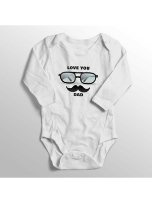Limon Bebek Beyaz Love You Dad Bıyıklı Gözlüklü Zıbın