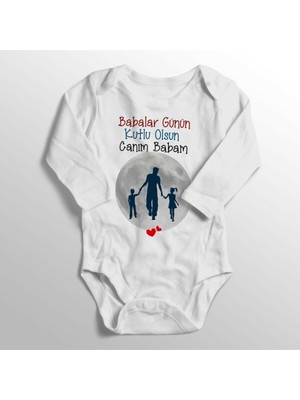 Limon Unisex Bebek Beyaz Babalar Günü Hediyesi Canım Babam Yazısı Baskılı Zıbın