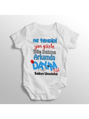Limon Ne Tehdidi Yan Gözle Bile Bakma Arkamda Dayım Var Sakın Unutma Yazılı Baskılı Bebek Zıbını