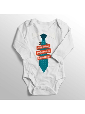 Limon Bebek Beyaz Canım Babam Doğum Günün Kutlu Olsun Baskılı Zıbın