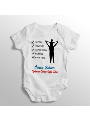 Limon Babalar Günü Hediyesi Canım Babam Yazılı Baskılı Bebek Zıbını
