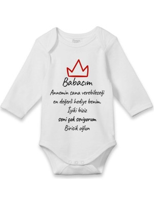 Limon Unisex Bebek Beyaz Biricik Oğlun Baskılı Zıbın