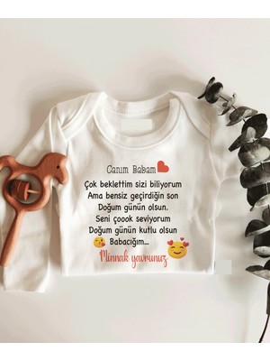 Limon Canım Babam Uzun Kol Çıtçıtlı Organik Bebek Body