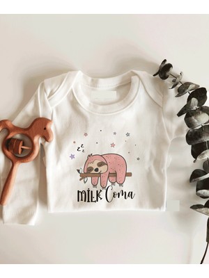 Limon Milk Coma Pembe Uzun Kol Çıtçıtlı Organik Bebek Body