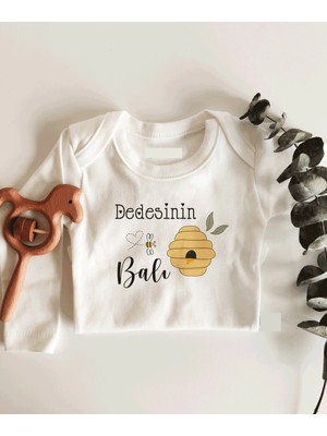 Limon Dedesinin Balı Uzun Kol Çıtçıtlı Organik Bebek Body