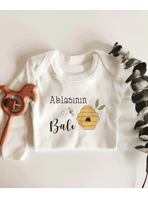 Limon Ablasının Balı Uzun Kol Çıtçıtlı Organik Bebek Body