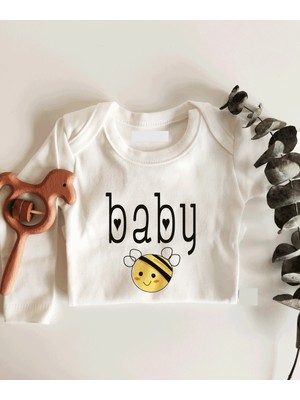 Limon Baby Bee Uzun Kol Çıtçıtlı Organik Bebek Body