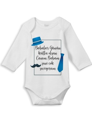 Limon Bebek Beyaz Babalar Günün Kutlu Olsun Canım Babam Baskılı Zıbın