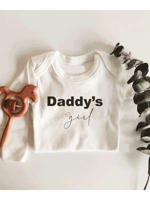 Limon Daddy's Girl Yazılı Babalar Günü Uzun Kol Çıtçıtlı Organik Bebek Body