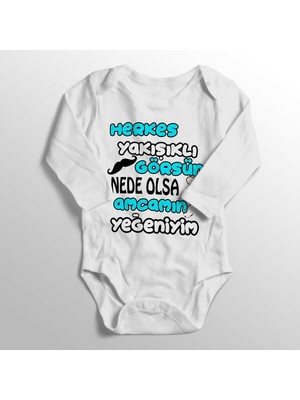 Limon Herkes Yakışıklı Görsün Nede Olsa Amcamın Yeğeniyim Baskılı Bebek Zıbını