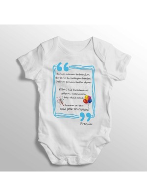 Limon Benim Canım Babacığım Doğum Günü Hediyesi Prensin Yazılı Baskılı Bebek Zıbını