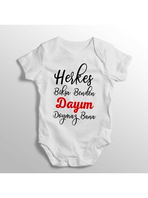 Limon Herkes Bıksa Benden Dayım Doymaz Bana Yazılı Baskılı Bebek Zıbını